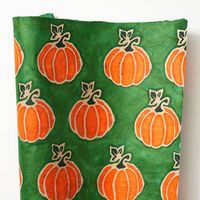 Pumpkin On Green Batik Handmade Paper