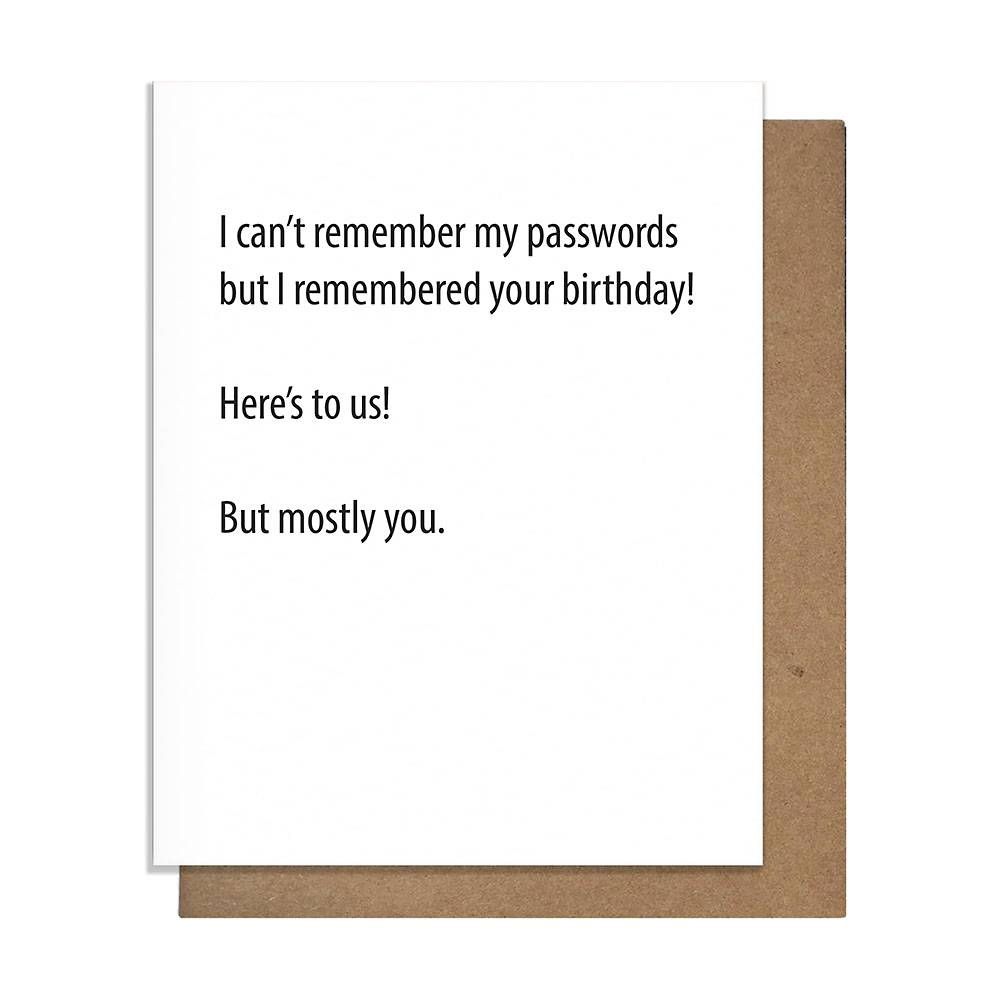 Passwords Birthday Card