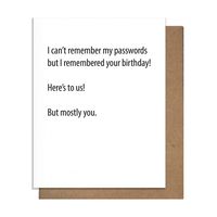 Passwords Birthday Card