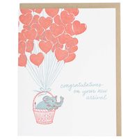 Elephant In Balloons Baby Card