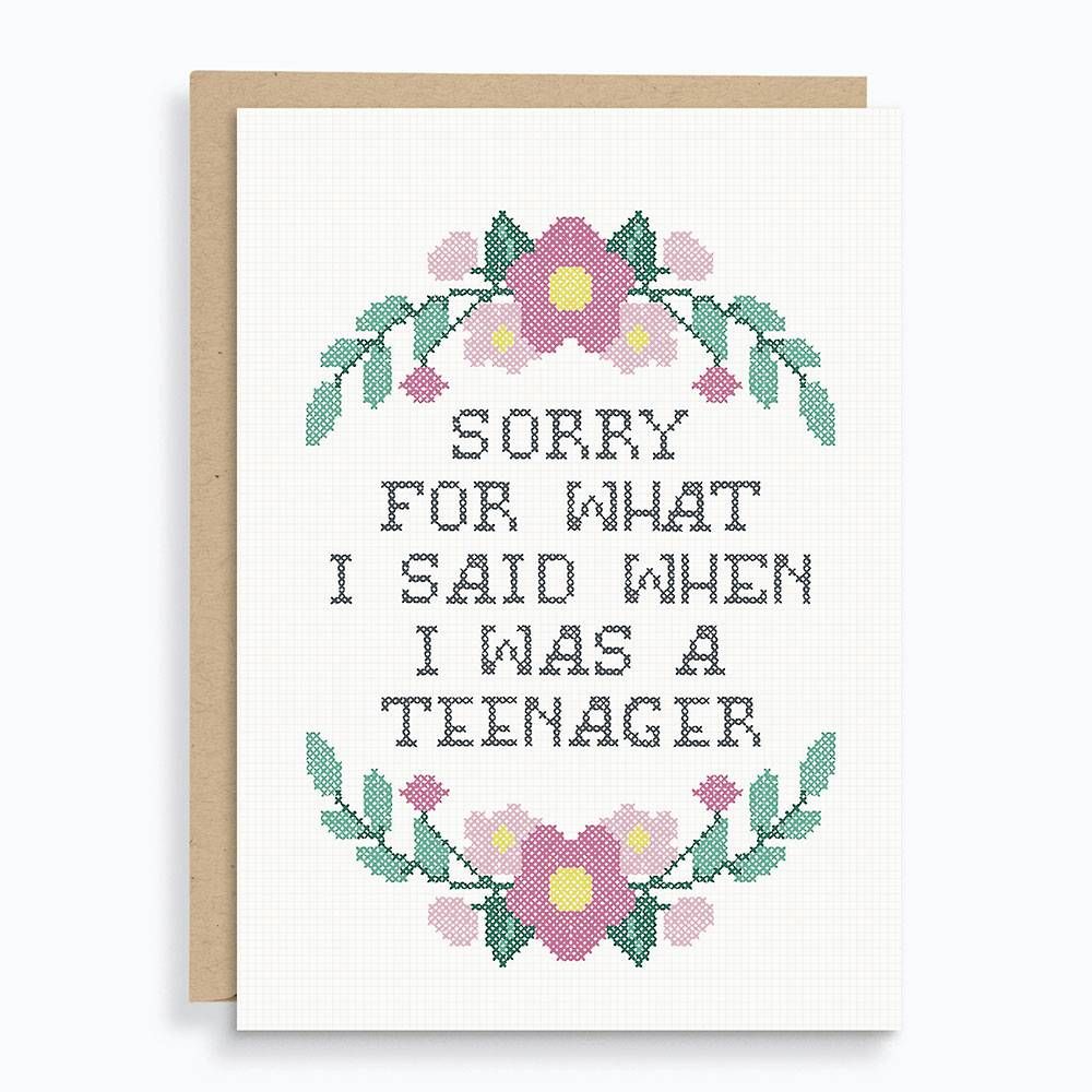 Sorry Cross Stitch Mother's Day Card