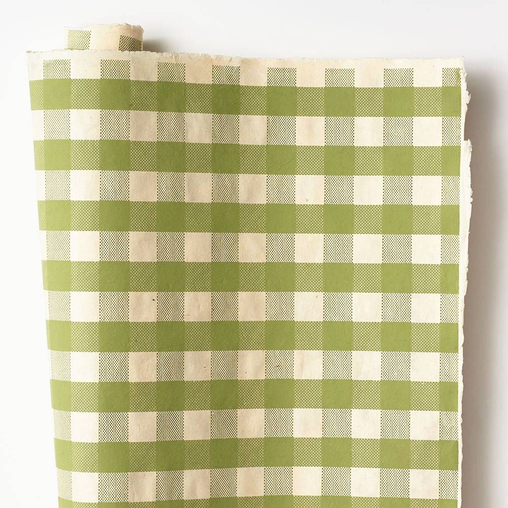 Sage & Cream Plaid Handmade Paper