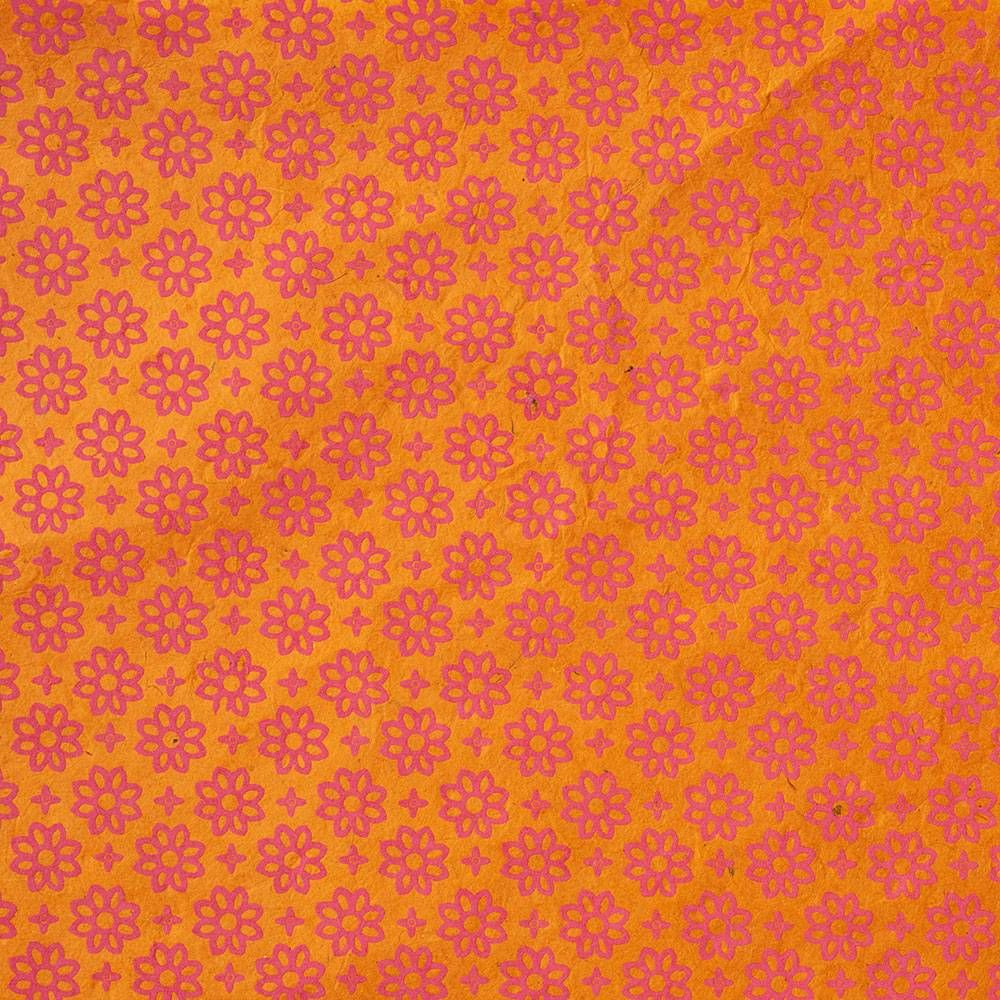 Orange Magenta Blossoms Handmade Paper