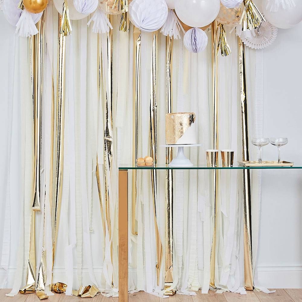 Gold & White Streamer Backdrop