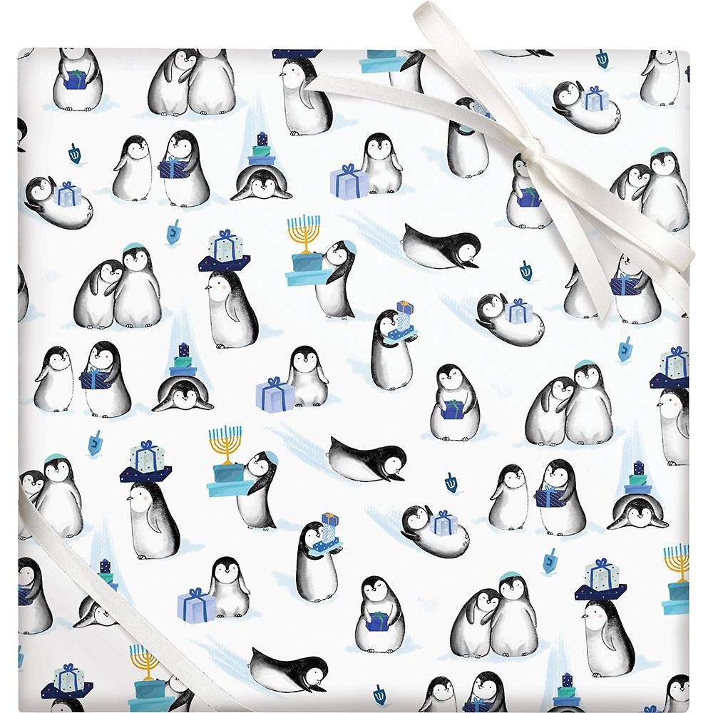 Hanukkah Penguins Flat Wrap