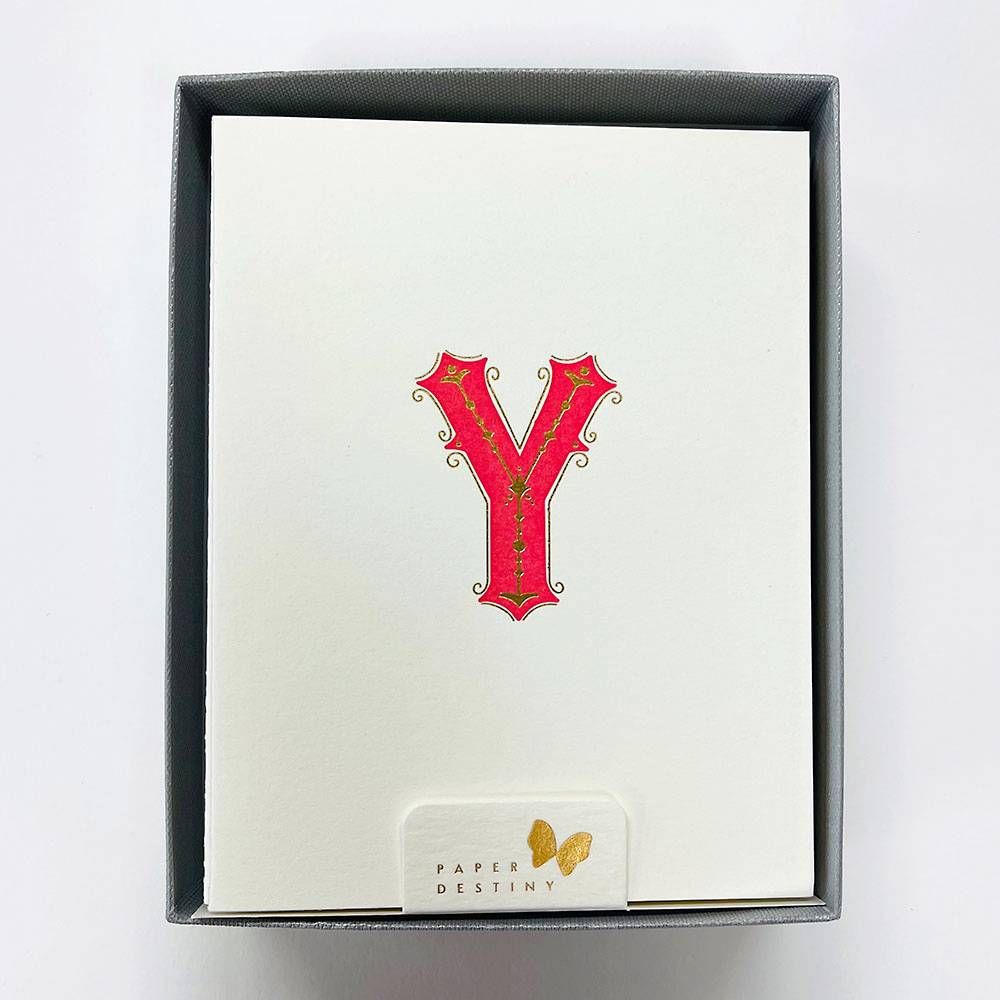 Monogram Letterpress Y Stationery Set