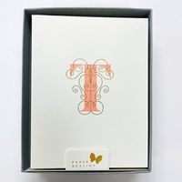 Monogram Letterpress T Stationery Set