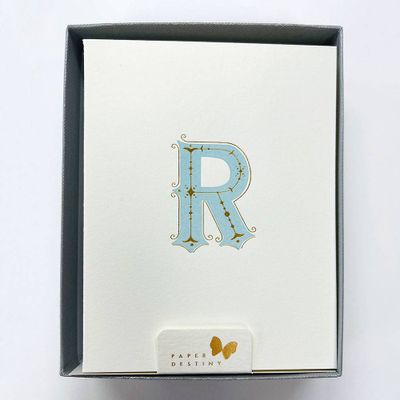 Monogram Letterpress R Stationery Set