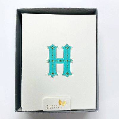 Monogram Letterpress H Stationery Set