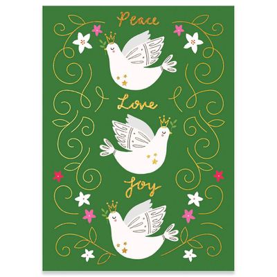 Peace Love Joy Doves Holiday Card