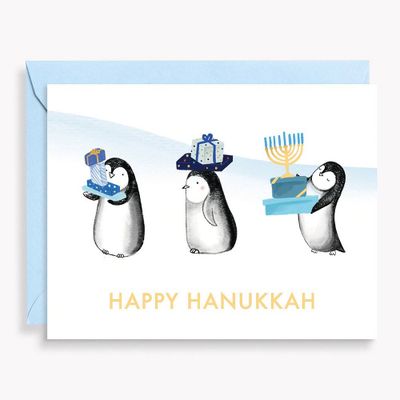 Penguins Hanukkah Card Set