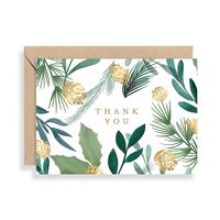 Pinecone Greenery Thank You Holiday Card Set