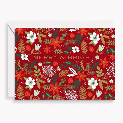 Merry & Bright Floral Holiday Card Set