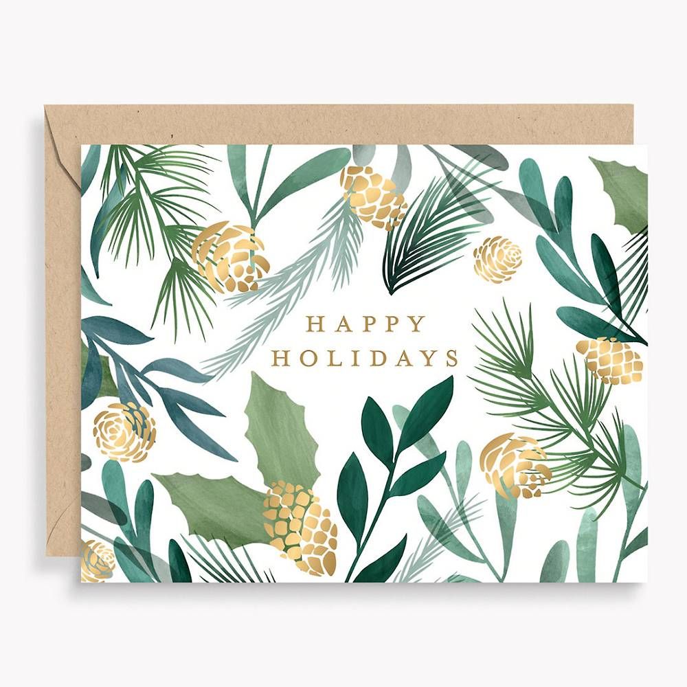 Pinecone Greenery Holiday Card Set