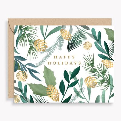 Pinecone Greenery Holiday Card Set