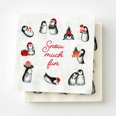 Holiday Penguins Cocktail Napkin