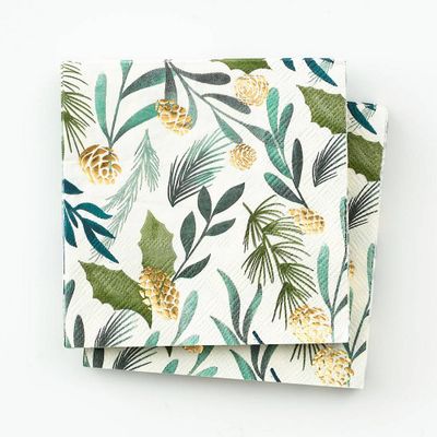 Pinecone Greenery Cocktail Napkin