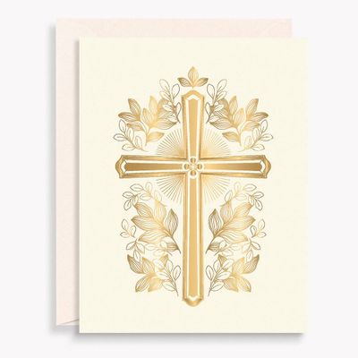 Greenery Cross Greeting Card