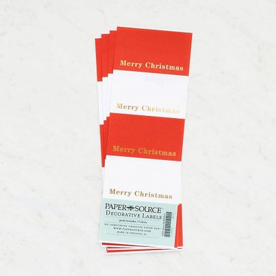 Red And White Holiday Labels