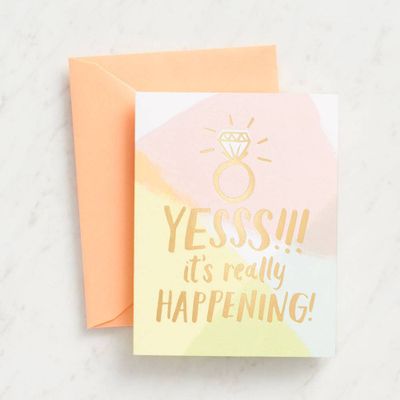 Gold Foil Yesss Engagement Greeting Card