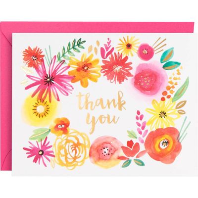 Gold Foil Wildflower Thank You Card Set