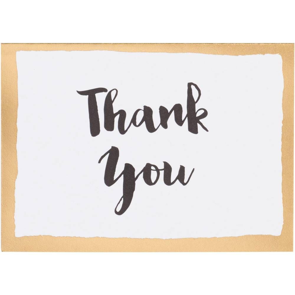 Gold Foil Brush Border Thank You Card Set