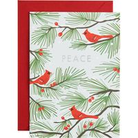 Silver Foil Peace Cardinals Holiday Card Set