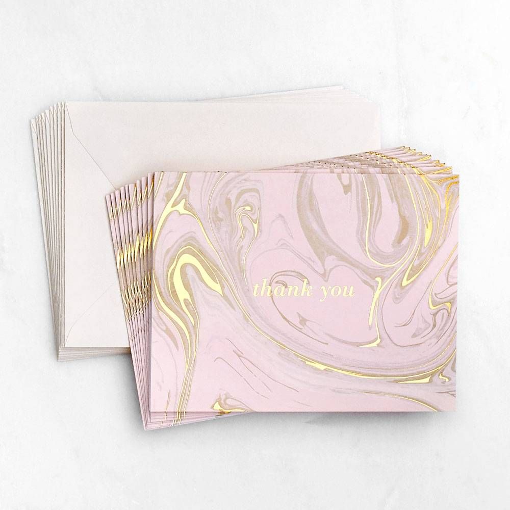 Blush Marble Thank You Card Set