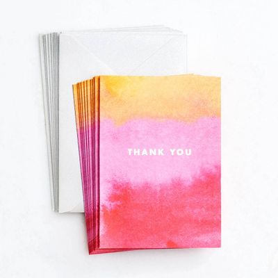 Watercolor Sunset Thank You Card Set