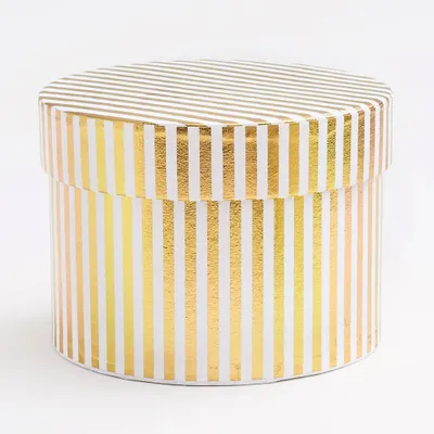 Round Gold Striped Box