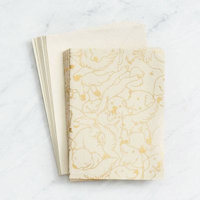 Golden Retrievers on Cream Note Card Set