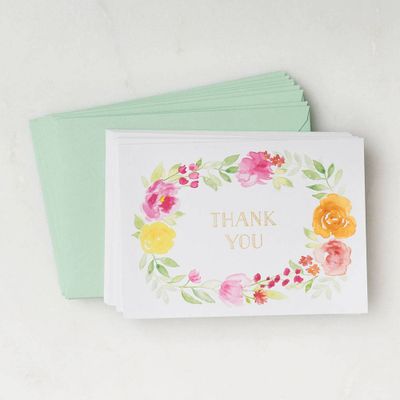 Floral Wreath Thank You Card Set