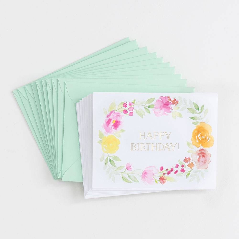 Floral Wreath Birthday Card Set