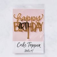 Gold Happy Birthday Cake Topper