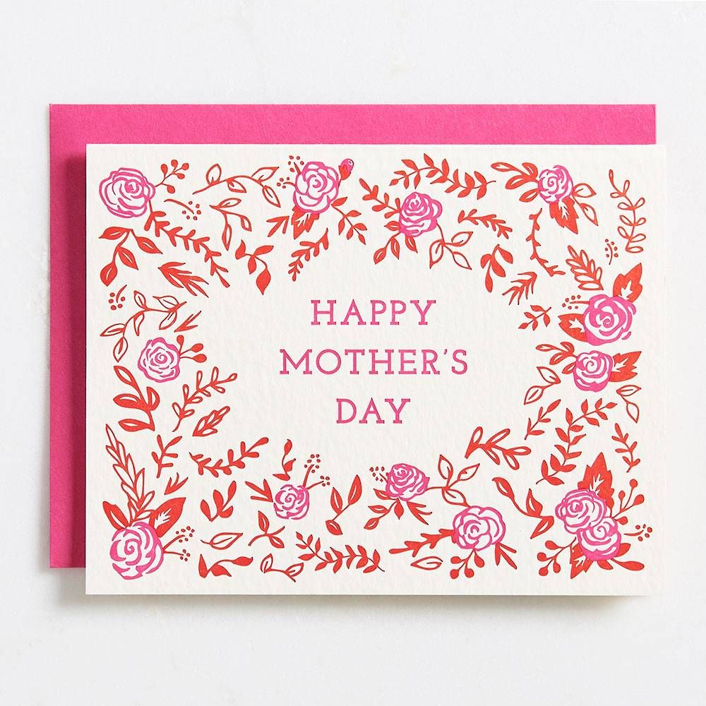 Floral Frame Letterpress Mother's Day Card