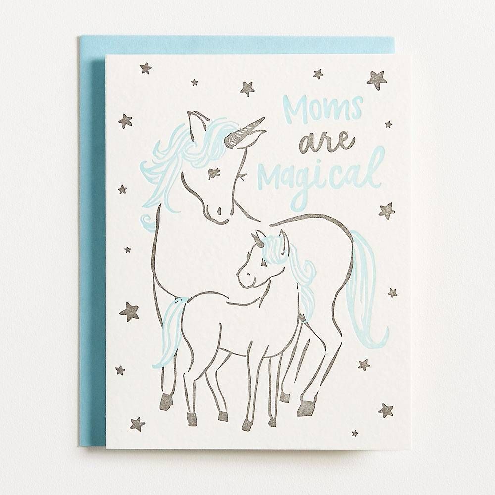 Moms are Magical Unicorn Letterpress Card