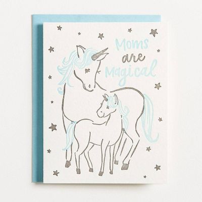 Moms are Magical Unicorn Letterpress Card