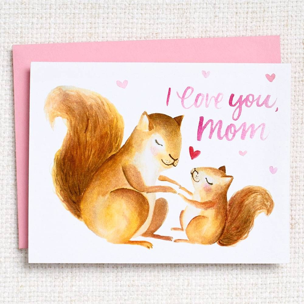 Love you Mom Squirrels Mother's Day Card