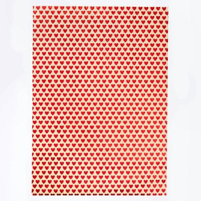 Red Glitter Hearts on Kraft Handmade Paper