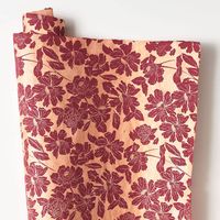 Burgundy Flower Blooms on Blush Handmade Paper