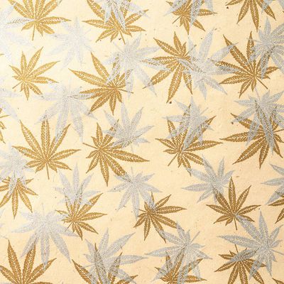 Hemp Leaves Metallic on Cream Handmade Paper