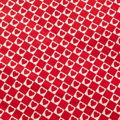 Red Checkered Hearts On Cream Handmade Paper