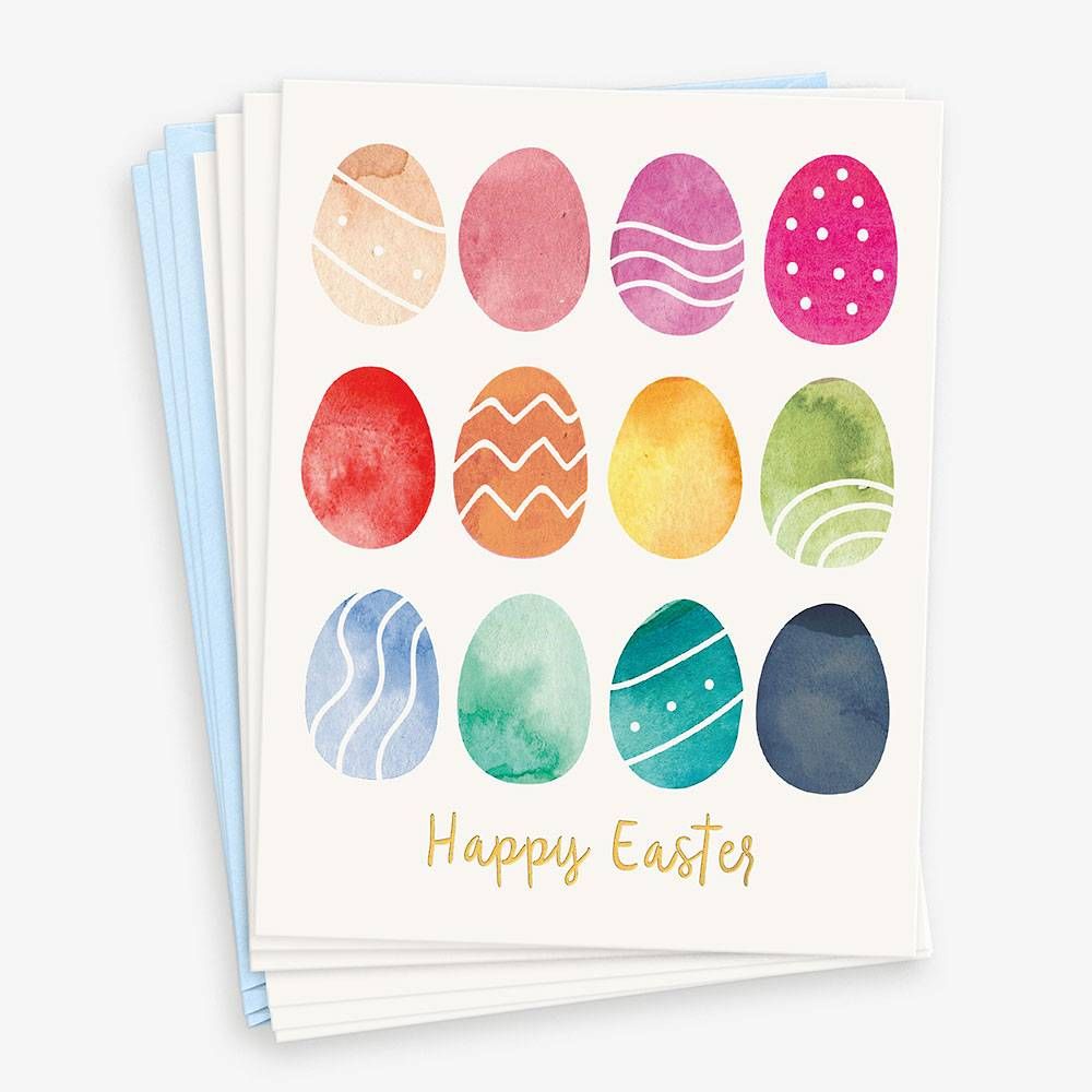 Watercolor Eggs Easter Card Set