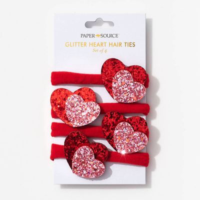 Glitter Heart Hair Tie Set