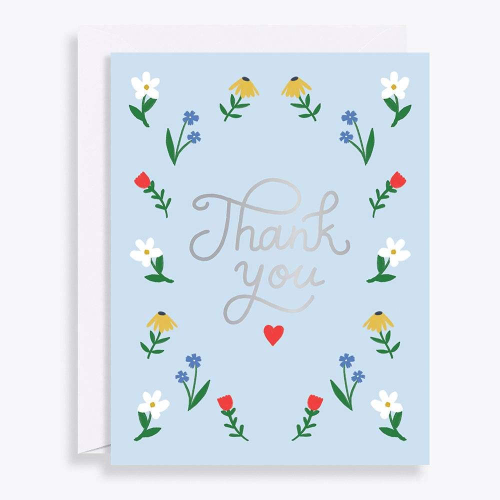 Blue Floral Thank You Card Set