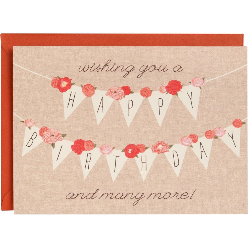 Floral Banner Birthday Card