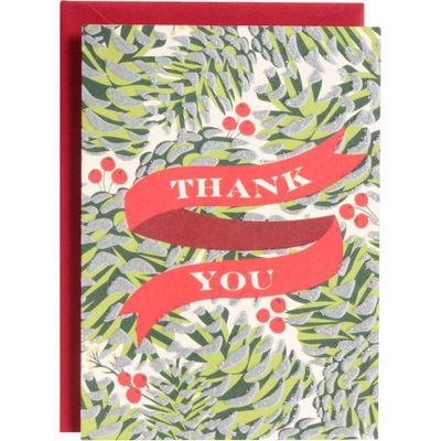 Holiday Pine Cones Thank You Card Set