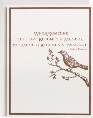 Memory Becomes A Treasure Sympathy Card