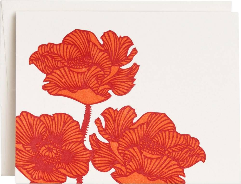 Poppies Letterpress Greeting Card