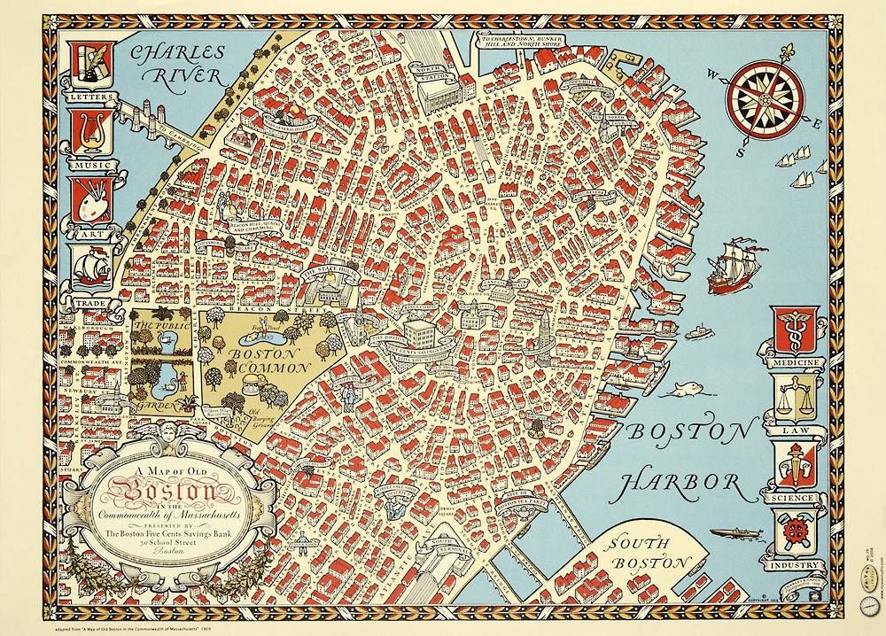 Old Boston Map Flat Wrap